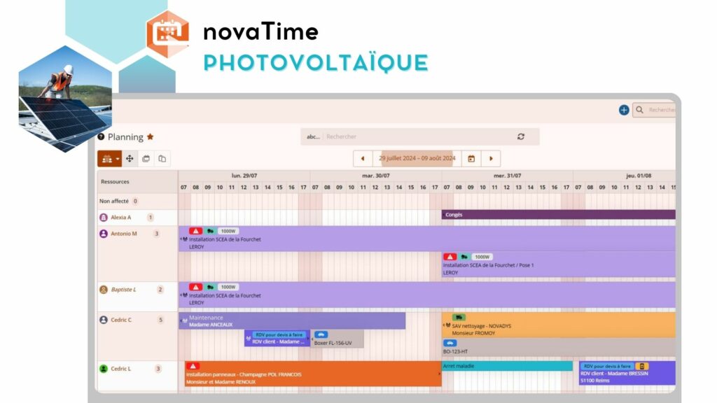 Logiciel de planning pour le photovoltaïque